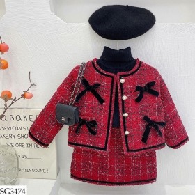 طقم تنورة مونس مع ببيونات سودا