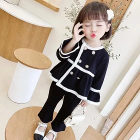 طقم رسمي جاكيت مع أزرار وبنطلون سادة