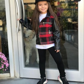 جاكيت جلد نص كاروهات