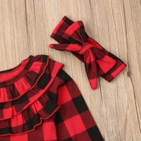 طقم تنورة جلد مع بلوزة كاروهات